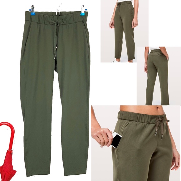 lululemon athletica Pants - Lululemon On The Fly 7/8 Pants Dark Olive Sz 4